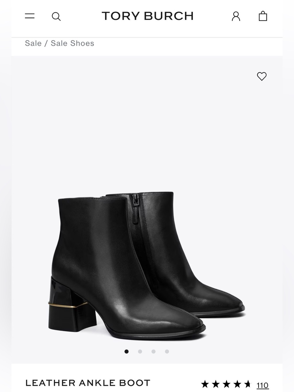 Tory Burch Black Leather Block Heel Ankle Boots